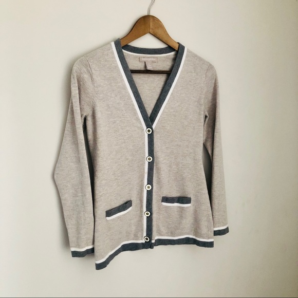 Banana Republic Neutral Color Block V-Neck Cardi - Picture 2 of 5